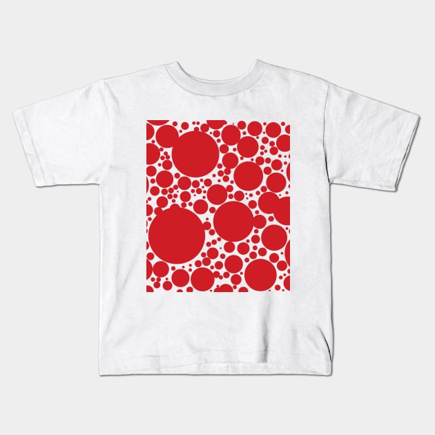 Red Polka Dots Pattern Kids T-Shirt by TintedRed